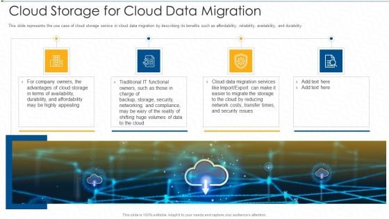 Cloud Storage For Cloud Data Migration Ppt Slides Portrait PDF