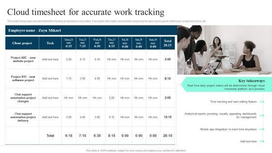 Cloud Timesheet For Accurate Work Tracking Ppt PowerPoint Presentation Diagram PDF