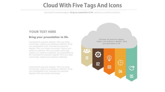 Cloud With Five Points And Icons Powerpoint Template
