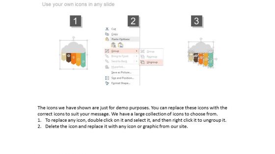 Cloud With Five Points And Icons Powerpoint Template