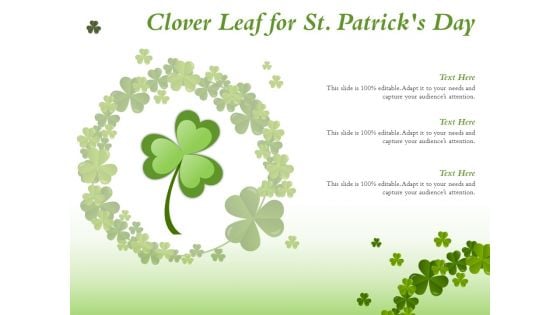 Clover Leaf For St Patricks Day Ppt PowerPoint Presentation Summary Slideshow
