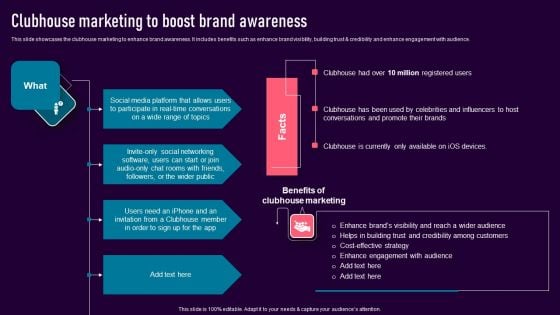 Clubhouse Marketing To Boost Brand Awareness Designs PDF