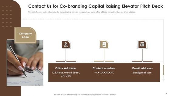 Co Branding Capital Raising Elevator Pitch Deck Ppt PowerPoint Presentation Complete With Slides