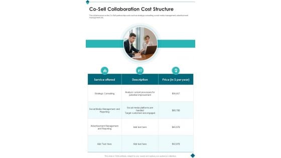Co Sell Collaboration Cost Structure One Pager Sample Example Document Co Sell Collaboration Cost Structure One Pager Sample Example Document