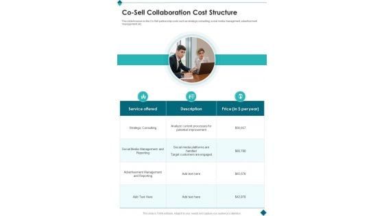 Co Sell Collaboration Cost Structure One Pager Sample Example Document