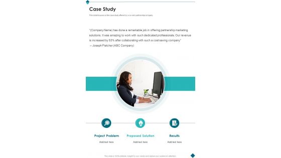 Co Sell Collaboration Proposal Case Study One Pager Sample Example Document