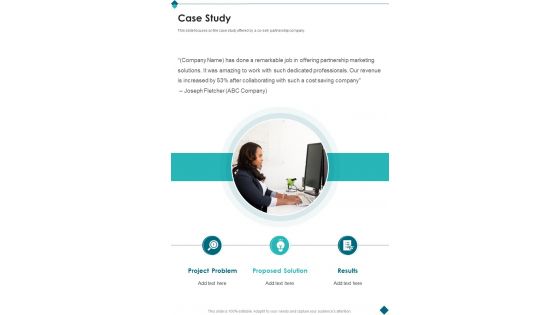 Co Sell Collaboration Proposal Case Study One Pager Sample Example Document Co Sell Collaboration Proposal Case Study One Pager Sample Example Document