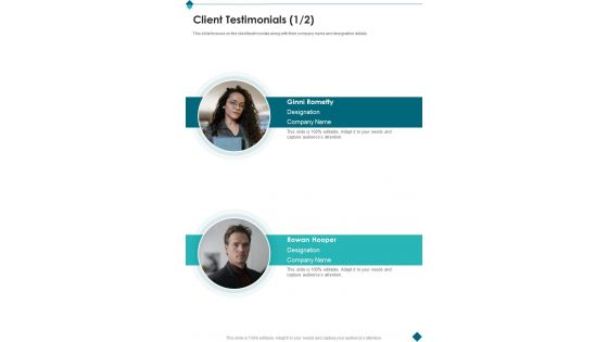 Co Sell Collaboration Proposal Client Testimonials One Pager Sample Example Document