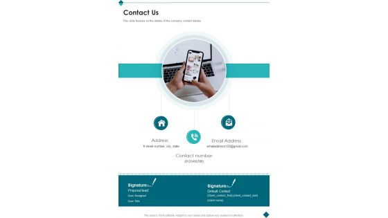 Co Sell Collaboration Proposal Contact Us One Pager Sample Example Document