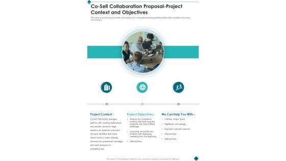 Co Sell Collaboration Proposal Project Context And Objectives One Pager Sample Example Document Co Sell Collaboration Proposal Project Context And Objectives One Pager Sample Example Document