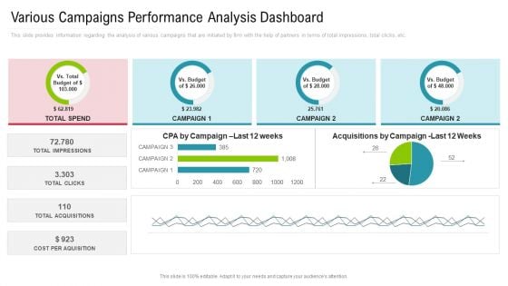 Co Variety Advertisement Various Campaigns Performance Analysis Dashboard Elements PDF