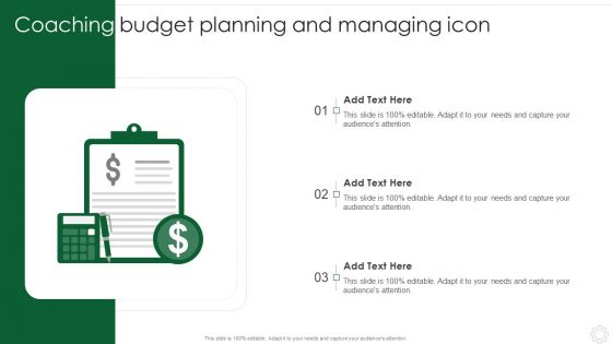 Coaching Budget Planning And Managing Icon Demonstration PDF
