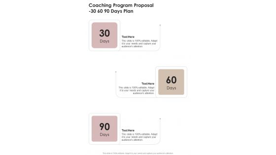 Coaching Program Proposal 30 60 90 Days Plan One Pager Sample Example Document Coaching Program Proposal 30 60 90 Days Plan One Pager Sample Example Document