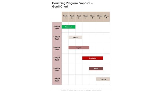 Coaching Program Proposal Gantt Chart One Pager Sample Example Document