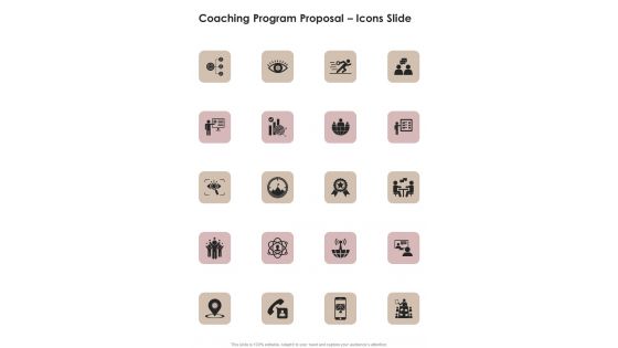 Coaching Program Proposal Icons Slide One Pager Sample Example Document Coaching Program Proposal Icons Slide One Pager Sample Example Document