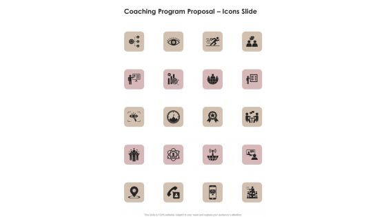 Coaching Program Proposal Icons Slide One Pager Sample Example Document