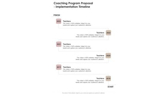 Coaching Program Proposal Implementation Timeline One Pager Sample Example Document