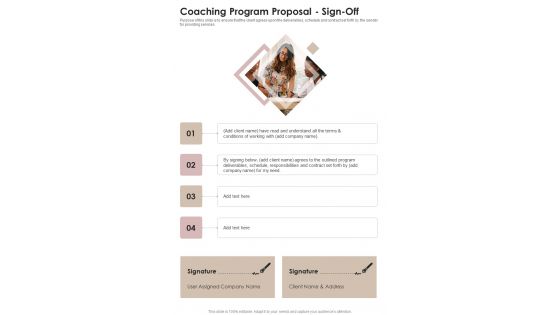Coaching Program Proposal Sign Off One Pager Sample Example Document Coaching Program Proposal Sign Off One Pager Sample Example Document