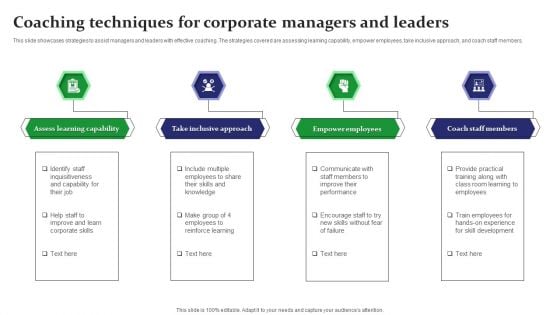 Coaching Techniques For Corporate Managers And Leaders Graphics PDF Coaching Techniques For Corporate Managers And Leaders Graphics PDF