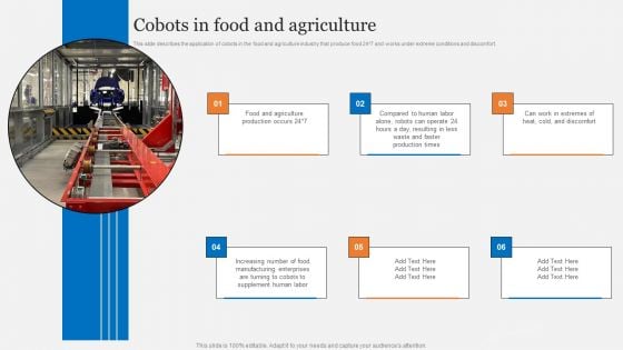 Cobots Usecases In Different Sectors Cobots In Food And Agriculture Topics PDF