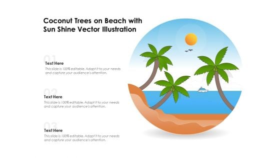 Coconut Trees On Beach With Sun Shine Vector Illustration Ppt PowerPoint Presentation Gallery Slide PDF