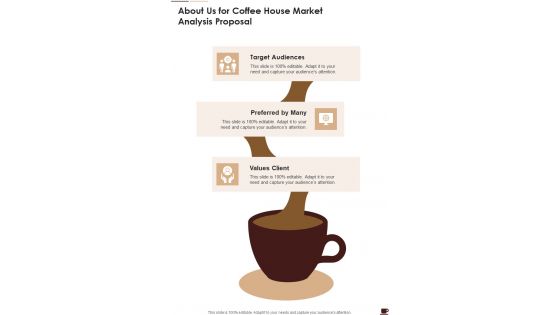 Coffee House Market Analysis Proposal About Us One Pager Sample Example Document