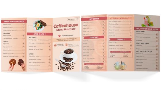 Coffeehouse Menu Brochure Trifold