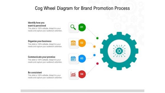 Cog Wheel Diagram For Brand Promotion Process Ppt PowerPoint Presentation Layouts Ideas PDF