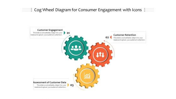 Cog Wheel Diagram For Consumer Engagement With Icons Ppt PowerPoint Presentation File Guide PDF