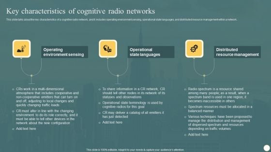 Cognitive Radio Network IT Key Characteristics Of Cognitive Radio Networks Inspiration PDF