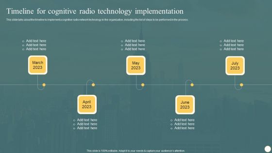 Cognitive Radio Network IT Timeline For Cognitive Radio Technology Implementation Icons PDF