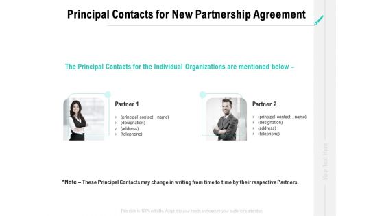 Collaboration Agreement Principal Contacts For New Partnership Agreement Ppt Styles Show PDF