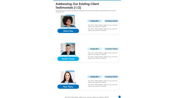 Collaboration Funding Proposal Addressing Our Existing Client Testimonials One Pager Sample Example Document Collaboration Funding Proposal Addressing Our Existing Client Testimonials One Pager Sample Example Document