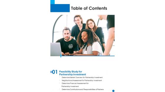 Collaboration Funding Proposal Table Of Contents One Pager Sample Example Document Collaboration Funding Proposal Table Of Contents One Pager Sample Example Document