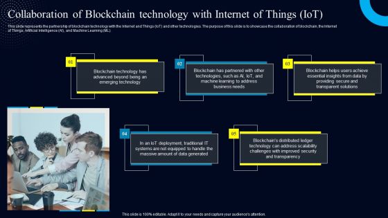 Collaboration Of Blockchain Technology With Internet Of Things Iot Mockup PDF