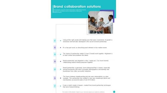 Collaboration To Partner With Celebrities Brand Collaboration Solutions One Pager Sample Example Document Collaboration To Partner With Celebrities Brand Collaboration Solutions One Pager Sample Example Document