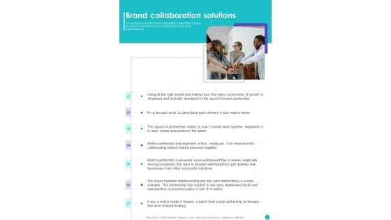 Collaboration To Partner With Celebrities Brand Collaboration Solutions One Pager Sample Example Document