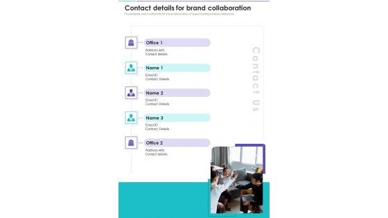 Collaboration To Partner With Celebrities Contact Details For Brand One Pager Sample Example Document Collaboration To Partner With Celebrities Contact Details For Brand One Pager Sample Example Document