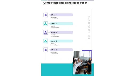 Collaboration To Partner With Celebrities Contact Details For Brand One Pager Sample Example Document