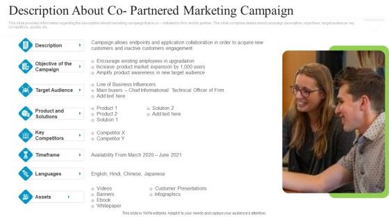Collaborative Marketing To Attain New Customers Description About Co Partnered Marketing Campaign Topics PDF