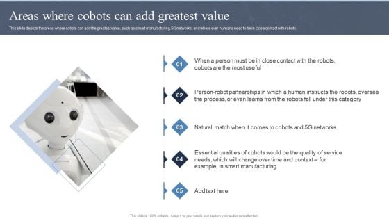 Collaborative Robots IT Areas Where Cobots Can Add Greatest Value Ppt Model Format PDF