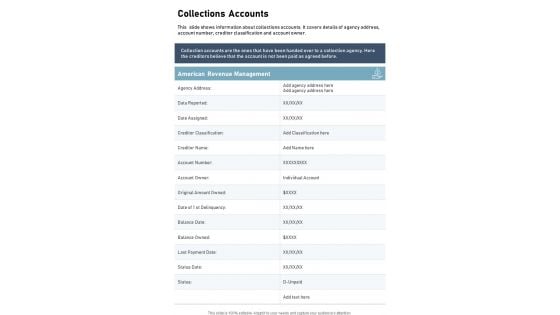 Collections Accounts One Pager Documents Collections Accounts One Pager Documents