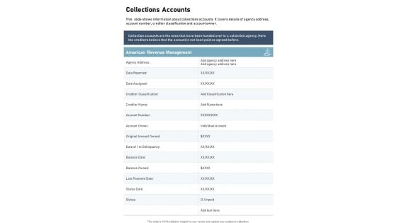 Collections Accounts One Pager Documents