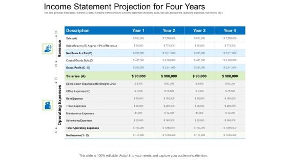 Collective Equity Funding Pitch Deck Income Statement Projection For Four Years Guidelines PDF