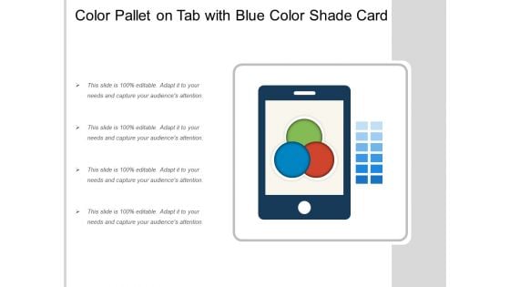 Color Pallet On Tab With Blue Color Shade Card Ppt PowerPoint Presentation Gallery Background PDF