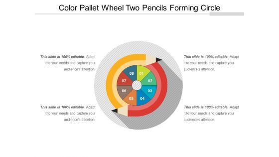 Color Pallet Wheel Two Pencils Forming Circle Ppt PowerPoint Presentation File Graphics Pictures PDF