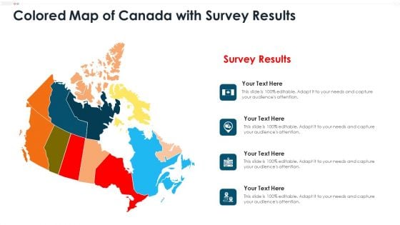 Colored Map Of Canada With Survey Results Demonstration PDF