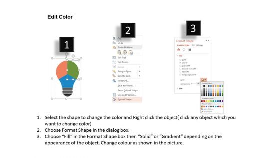 Colorful Bulb With Three Icons Powerpoint Templates