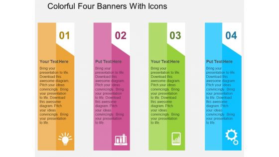 Colorful Four Banners With Icons Powerpoint Templates