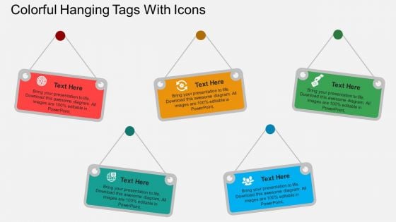 Colorful Hanging Tags With Icons Powerpoint Template